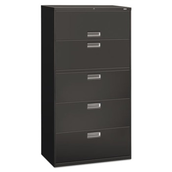 HON Brigade 600 Series 36 in. x 18 in. x 64.25 in. 4-Drawers 1 Roll-Out File Shelf Lateral File Cabinets - Charcoal