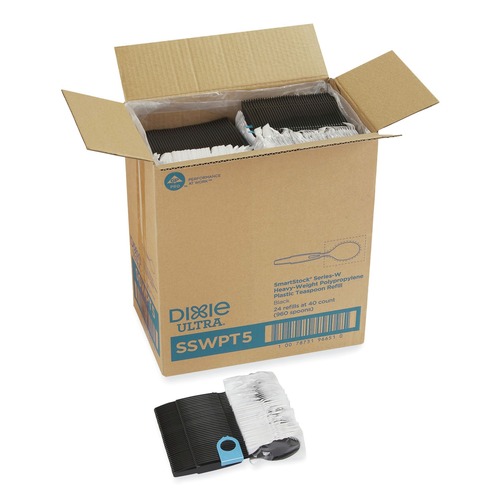 Cutlery | Dixie SSWPT5 SmartStock Wrapped Heavyweight Cutlery Teaspoons Refill - Black (960/Carton) image number 0
