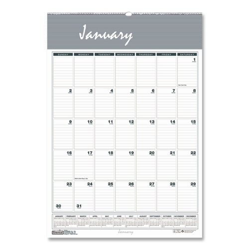 Calendars & Planners | House of Doolittle 332 12 in. x 17 in. 12-Month (Jan-Dec 2026) Bar Harbor Recycled Wirebound Monthly Wall Calendar - White/Blue/Gray Sheets image number 0