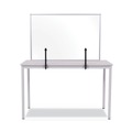 Office Jansan | MasterVision GL34019101 Protector Series 40.9 in. x 0.16 in. x 27.6 in. Glass Aluminum Desktop Divider - Clear (1/Carton) image number 4