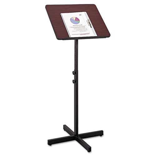 Office Presentation Supplies | Safco 8921MH 21 x 21 x 29.5 to 46 Adjustable Speaker Stand - Mahogany/Black image number 0
