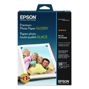 Epson 13 in. x 19 in. 10.4 mil Premium Photo Paper - High-Gloss White (20/Pack)