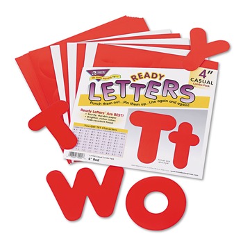 TREND 4 in. Tall Ready Letters Casual Combo Set - Red Characters (182/Set)