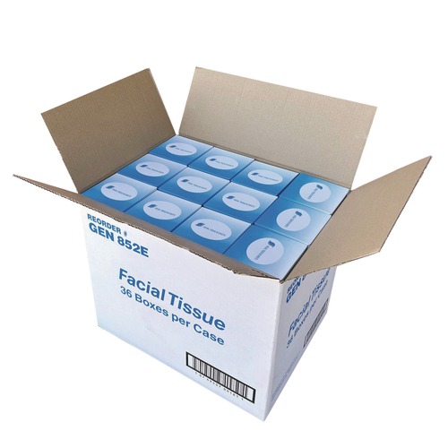 Tissues | GEN GEN852E 2-Ply Facial Tissue Cube Box - White (85 Sheets/Box, 36 Boxes/Carton) image number 0