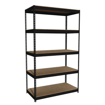 Alera 48 in. x 24 in. x 84 in. 5-Shelf Steel Shelving Unit with Particleboard Shelves - Black