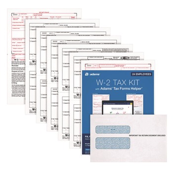 Adams W-2 Tax Form/envelope Kits, Six-Part Carbonless, 8.5 X 5.5, 2/page, (24) W-2s And (1) W-3, 24/sets