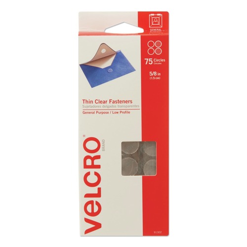 Paper Fasteners | Velcro 91302 0.63 in. Diameter Removable Adhesive Sticky-Back Fasteners - Clear (75/Pack) image number 0