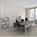 Cleaning & Janitorial Supplies | Linea Italia LITTR737MOC Trento Line 59.13 in. x 59.13 in. x 29.5 in. L-Shaped Desk - Mocha/Gray image number 3