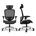 Office Chairs | Alera ALEMV41BME18 17.24 in. to 20.98 in. Seat Height Support Up to 275 lbs. Minerva Ergonomic Mesh Swivel Task Chair - Black Seat/Back, Silver Base image number 4