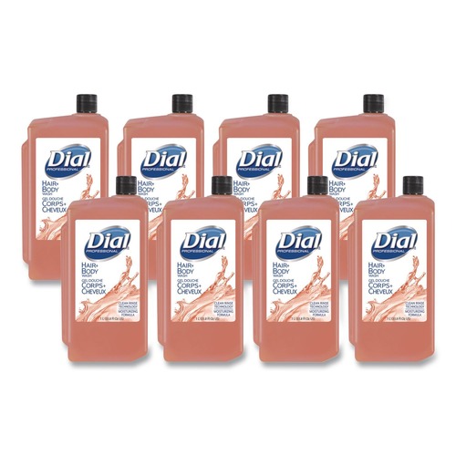 Cleaning & Janitorial Supplies | Dial Professional 4029 1 Liter Hair and Body Wash Refill Bottle - Neutral Scent (8/Carton) image number 0
