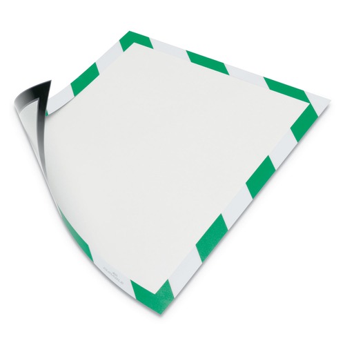 Floor Signs | Durable 4772131 8.5 in. x 11 in. DURAFRAME Security Magnetic Sign Holder - Green/White Frame (2/Pack) image number 0