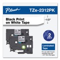 Office Jansan | Brother P-Touch TZE2312PKG Tze Standard Adhesive 0.47 in. x 26.2 ft. Laminated Labeling Tapes - Black On White (2/Pack) image number 5