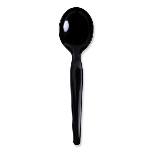 Cutlery | Boardwalk BWKSOUPHWPSBLA Heavyweight Polystyrene Soup Spoons - Black (1000/Carton) image number 0