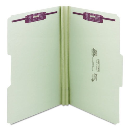 Office Jansan | Smead 19934 Recycled Pressboard Fastener Folders with 1/3-Cut Tabs - Legal, Gray/Green (25/Box) image number 0