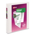 Binders | Avery 17575 11 in. x 8.5 in. 3 Rings, 1 in. Capacity, Durable View Binder with DuraHinge and Slant Rings - White (4/Pack) image number 2