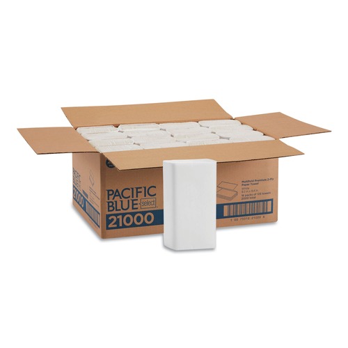 Cleaning & Janitorial Supplies | Georgia Pacific Professional 21000 9.2 in. x 9.4 in. 2 Ply Blue Select Multi-Fold Paper Towel - White (2000/Carton) image number 0