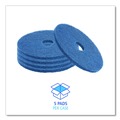 Cleaning Cloths | Boardwalk BWK4016BLU 16 in. Diameter Scrubbing Floor Pads - Blue (5/Carton) image number 4