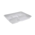 Food Service | Pactiv Corp. YTH10500SGBX 5 Compartment 8.25 in. x 10.5 in. x 1 in. Foam School Trays - White (500/Carton) image number 0