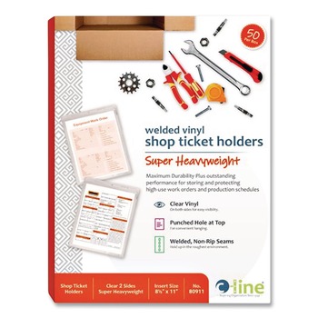 C-Line Super Heavy-Duty Top Load 8.5 in. x 11 in. Insert Clear Vinyl Shop Ticket Holders - Clear Front (50/Box)
