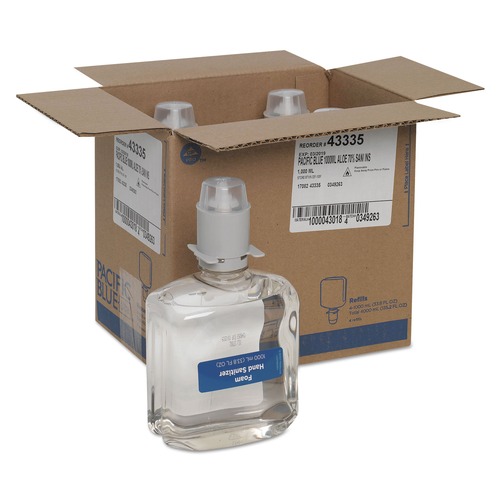 Hand Sanitizers | Georgia Pacific Professional 43335 Pacific Blue 1000 mL Ultra Foam Hand Sanitizer Refills for Manual Dispensers - Fragrance-Free (4-Piece/Carton) image number 0