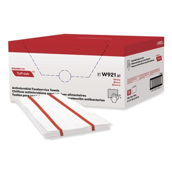 Cascades PRO 12 in. x 24 in. Tuff-Job S900 Antimicrobial Foodservice Towels - White/Red (150/Carton)