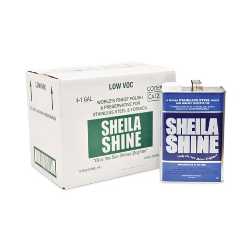 Cleaning & Janitorial Supplies | Sheila Shine SSCA128 1 Gallon Can Low VOC Stainless Steel Cleaner and Polish (4/Carton) image number 0