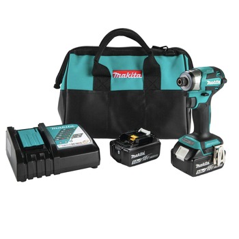 Makita 18V LXT Brushless Lithium‑Ion Cordless Quick‑Shift Mode 4‑Speed Impact Driver Kit with 2 Batteries (5 Ah)