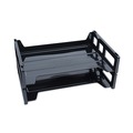 Office Jansan | Universal UNV08100 13 in. x 9 in. x 2.75 in. Recycled 2-Section Plastic Side Load Desk Tray - Letter, Black (2/Pack) image number 0