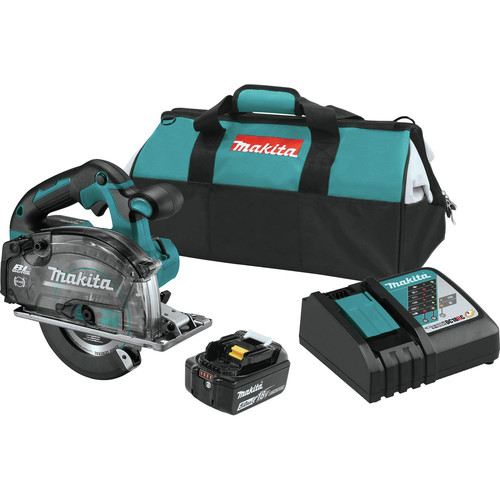 Circular Saws | Makita XSC04T 18V LXT Lithium-Ion Brushless Cordless 5-7/8 in. Metal Cutting Saw Kit with Electric Brake and Chip Collector (5 Ah) image number 0