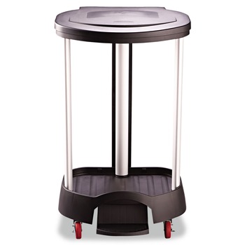 CLEANING CARTS | Rubbermaid Commercial FG630000BLA 20.38 in. x 22.25 in. x 37.88 in. 30 Gallon Aluminum/Plastic Premium Step-On Linen Hamper - Black