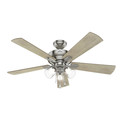 Ceiling Fans | Hunter 54206 52 in. Crestfield Brushed Nickel Ceiling Fan with Light image number 2