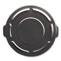 Trash Cans | Rubbermaid Commercial 1867532 BRUTE 22.25 in. Diameter Self-Draining Flat Top Lids for 32 Gallon Round BRUTE Containers - Black image number 2