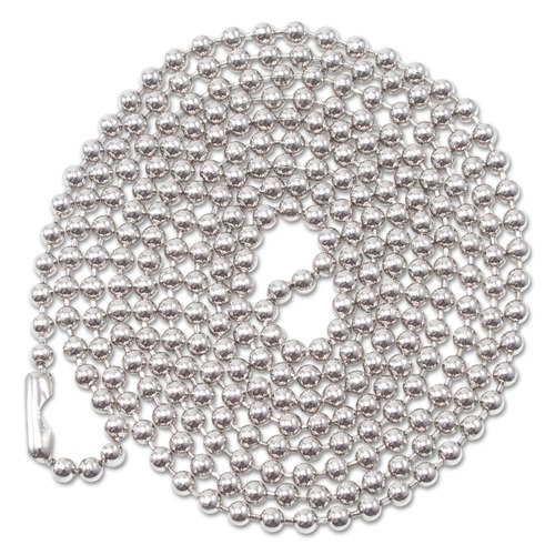 Office Jansan | Advantus 75417 36 in. Long Metal Ball Chain Fastener Nickel Plated ID Badge Holder Chain (100/Box) image number 0