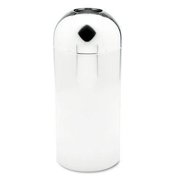 Safco Reflections 15-Gallon Open-Top Dome Receptacle - Chrome