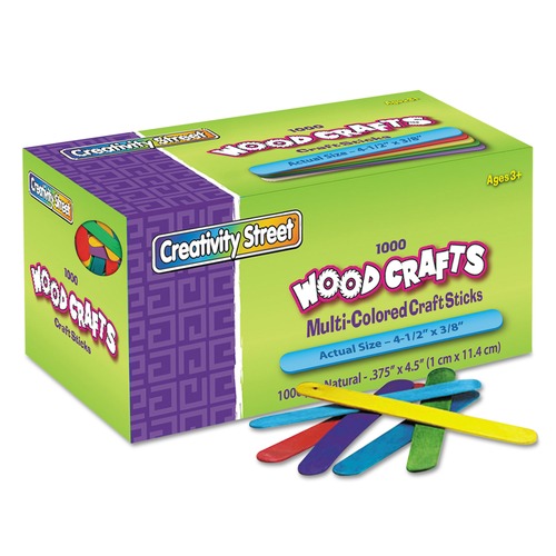 Bulk Savings Pricing 1 | Creativity Street PAC3775-02 4.5 in. x 0.38 in. Colored Wood Craft Sticks - Assorted (1000/Box) image number 0