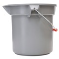 Mop Buckets | Rubbermaid Commercial FG261400GRAY 14 qt. 12 in. Round Utility Plastic Bucket - Gray image number 2