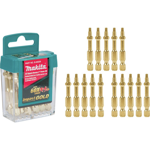 Bits and Bit Sets | Makita B-60539 Impact GOLD #2 Square Recess 2 in. Power Bit (15-Pack) image number 0