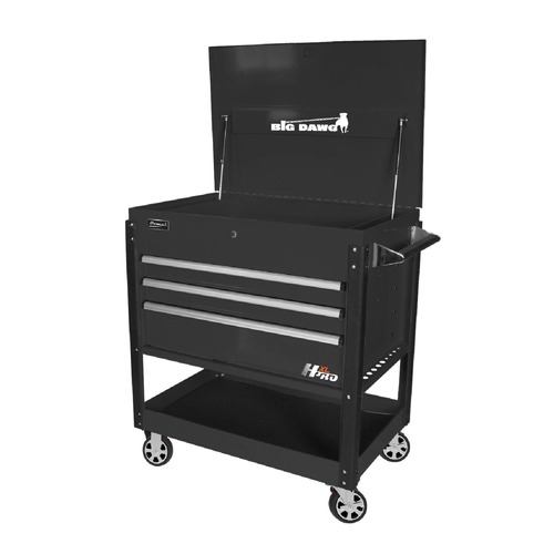 Utility Carts | Homak BK06043030 BIG DAWG 43 in. 3-Drawer Service Cart - Black image number 0