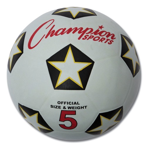 Toys | Champion Sports SRB5 No. 5 Size Rubber Sports Ball For Soccer - White/Black image number 0