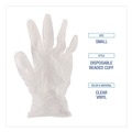 Disposable Gloves | Boardwalk BWK361SBX 3.6 mil 9.5 in. Long Powder-Free Exam Vinyl Gloves - Small, Clear (100/Box) image number 6