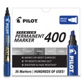  | Pilot 44145 400 Premium Broad Chisel Tip Permanent Marker - Blue (36/Box) image number 1