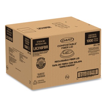 Dart LK316FBR ProPlanet Seal Molded Fiber Lids for Paper Cups Fits 10 oz. to 24 oz. Hot Cups - Tan (1000/Carton)