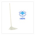 Mops | Boardwalk BWK112C Handle/Deck Mops with No. 12 Head and 48 in. Handle - White Cotton Head/Natural Wood Handle (6/Pack) image number 5