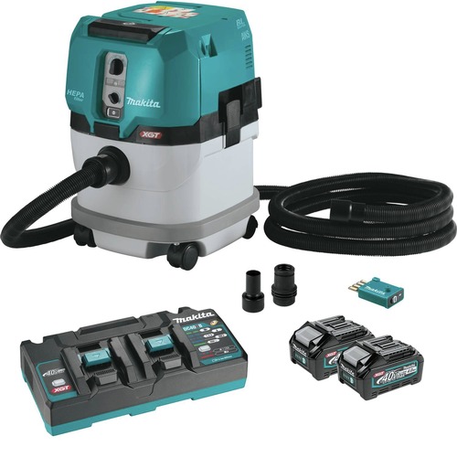 Dust Collectors | Makita GCV04PMUX 40V MAX XGT Brushless Lithium-Ion Cordless 4 Gallon HEPA Filter Dry Dust Extractor Kit with 2 Batteries (4 Ah) image number 0