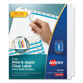 Office Jansan | Avery 11440 Index Maker 11.25 in. x 9.25 in. 5-Tab Extra Wide Tab Print and Apply Clear Label Dividers - White/White Tabs (5/Pack) image number 0
