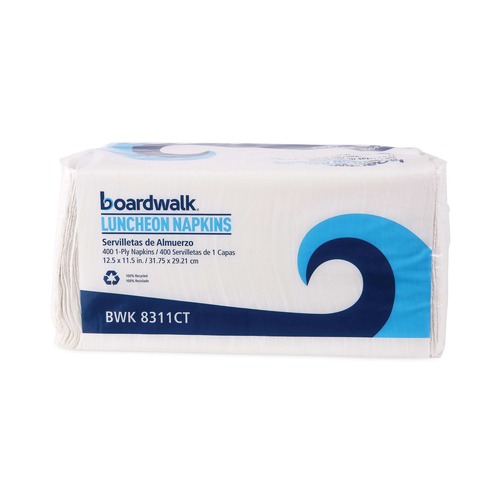 Paper Towels and Napkins | Boardwalk 2091 12 in. x 12 in. 1-Ply Office Packs Lunch Napkins - White (6/Carton) image number 0