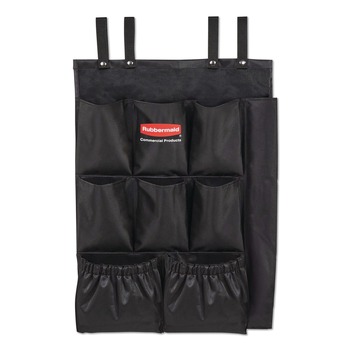 Rubbermaid Commercial 19.8 in. x 1.5 in. x 27.5 in. Fabric 9-Pocket Cart Organizer - Black (6/Carton)
