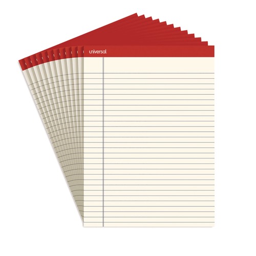 Office Jansan | Universal UNV35882 50-Sheet 8.5 in. x 11 in. Colored Perforated Writing Pads - Wide/Legal Rule, Ivory (1 Dozen) image number 0