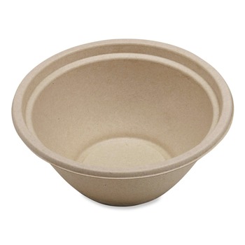 World Centric 32 oz 7.4 x 7.4 x 3.2 Fiber Paper Bowls - Natural (500/Carton)