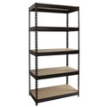 Office Filing Cabinets & Shelves | Alera 26110 36 in. x 18 in. x 72 in. 5-Shelf Steel Shelving Unit with Particleboard Shelves - Black image number 0
